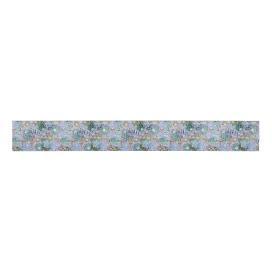 Groovy Retro Blue Protea und Daisy Pattern Ripsband (Vorderseite)