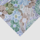 Groovy Retro Blue Protea und Daisy Pattern Wrappin Seidenpapier (Ausschnitt)