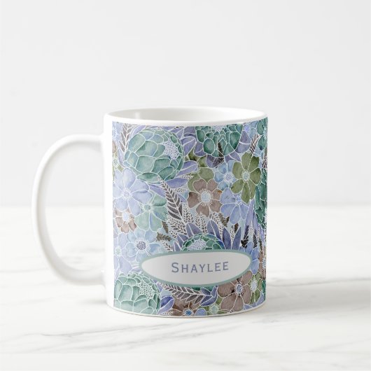 Groovy Retro Blue Protea und Daisy Tasse (Links)