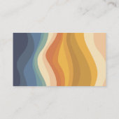 Groovy Retro Blue Yellow Wavy Lines Trendy Visitenkarte (Rückseite)