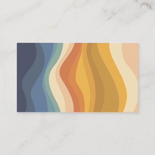 Groovy Retro Blue Yellow Wavy Lines Trendy Visitenkarte (Rückseite)