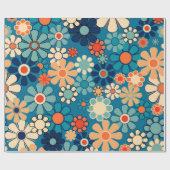 Groovy Retro Blume 60er 70er Floral Pattern Geschenkpapier (Flach)