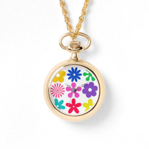 GROOVY RETRO-BLUME ARMBANDUHR