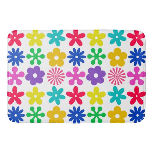 GROOVY RETRO-BLUME BADEMATTE (Vorderseite)