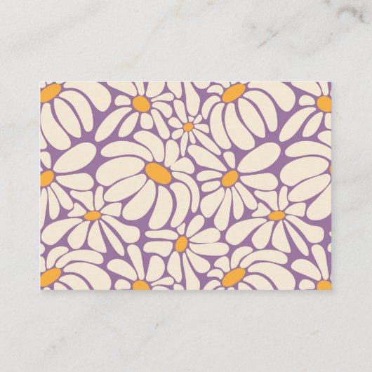 Groovy Retro Blume Degustationsschein Begleitkarte (Rückseite)