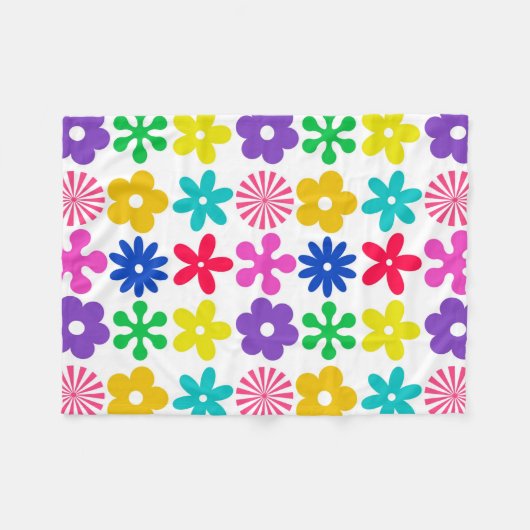 GROOVY RETRO-BLUME FLEECEDECKE (Vorderseite (Horizontal))