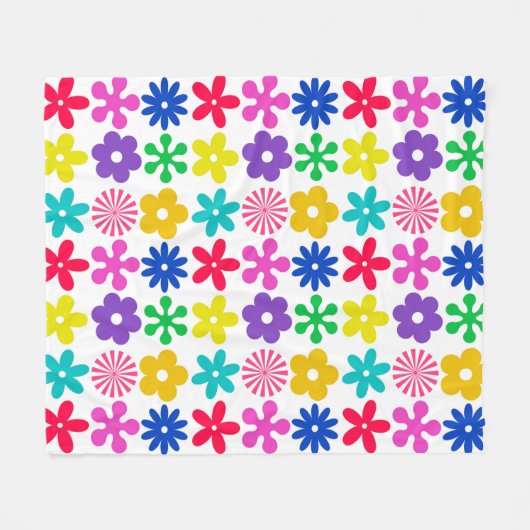 GROOVY RETRO-BLUME FLEECEDECKE (Vorderseite (Horizontal))
