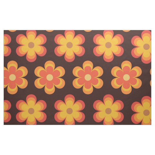 Groovy Retro Blume orange und gelb Stoff (Fat Quarter (45,7 x 55,9 cm))