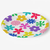 GROOVY RETRO-BLUME PAPPTELLER (Schrägansicht)