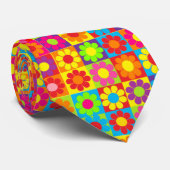 Groovy Retro Blume Power Krawatte (Gerollt)