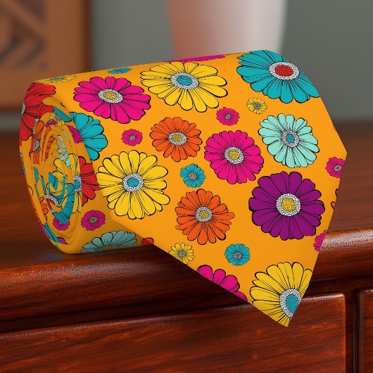 Groovy Retro Blume Power Mens Necktie Krawatte