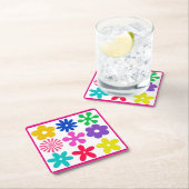 GROOVY RETRO-BLUME RECHTECKIGER PAPPUNTERSETZER (Vor Ort)