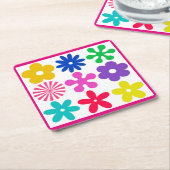 GROOVY RETRO-BLUME RECHTECKIGER PAPPUNTERSETZER (angewinkelt)