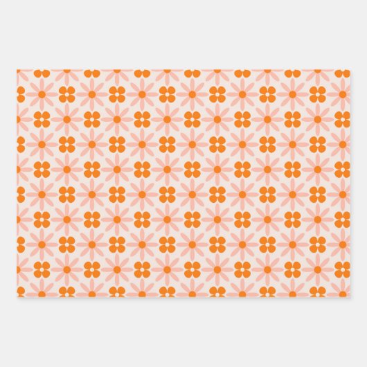 Groovy Retro-Blume, Schmetterlinge und geometrisch Geschenkpapier Set (Vorderseite 3)