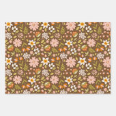 Groovy Retro-Blume, Schmetterlinge und geometrisch Geschenkpapier Set (Vorderseite 2)
