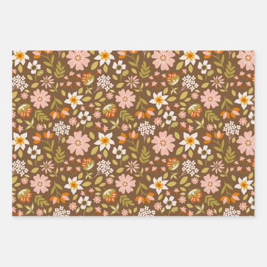 Groovy Retro-Blume, Schmetterlinge und geometrisch Geschenkpapier Set (Vorderseite 2)