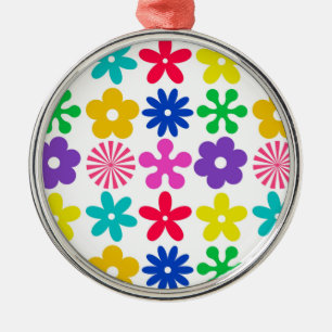 GROOVY RETRO-BLUME SILBERNES ORNAMENT