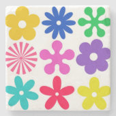 GROOVY RETRO-BLUME STEINUNTERSETZER (Vorderseite)