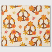 Groovy Retro Blume über Zeichen des Friedens und d Geschenkpapier (Flach)