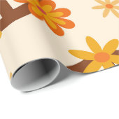 Groovy Retro Blume über Zeichen des Friedens und d Geschenkpapier (Rolleneckpunkt)