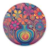 Groovy Retro Blume Vase Keramikknauf (Vorderseite)