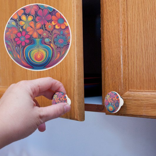 Groovy Retro Blume Vase Keramikknauf