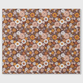 Groovy Retro-Blumen-Garten-Muster Geschenkpapier (Flach)