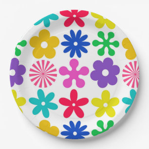 GROOVY RETRO BLUMEN PAPPTELLER
