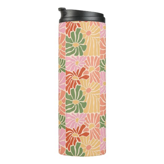 Groovy Retro-Blumen  Thermosbecher (Nach rechts gedreht)
