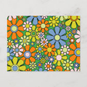 Groovy Retro Blumenfarbige 60er 70er Pattern Postkarte (Vorderseite)
