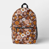 Groovy Retro Blumengartenmuster Bedruckter Rucksack (Vorderseite)