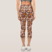 Groovy Retro Blumengartenmuster Capri Leggings (Rückseite)