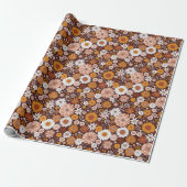 Groovy Retro Blumengartenmuster Geschenkpapier (Ungerollt)
