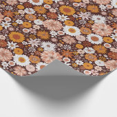 Groovy Retro Blumengartenmuster Geschenkpapier (Ecke)