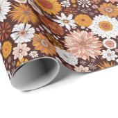 Groovy Retro Blumengartenmuster Geschenkpapier (Rolleneckpunkt)