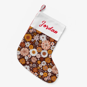 Groovy Retro Blumengartenmuster Kleiner Weihnachtsstrumpf