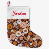 Groovy Retro Blumengartenmuster Kleiner Weihnachtsstrumpf (Vorderseite)