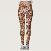 Groovy Retro Blumengartenmuster Leggings (Vorderseite)