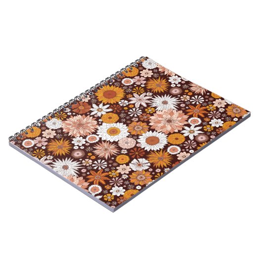 Groovy Retro Blumengartenmuster Notizblock (Linke Seite)