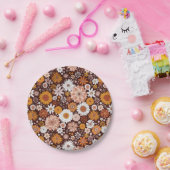 Groovy Retro Blumengartenmuster Pappteller (Party)