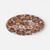 Groovy Retro Blumengartenmuster Pappteller (Schrägansicht)