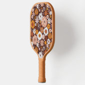 Groovy Retro Blumengartenmuster Pickleball Schläger (Links)