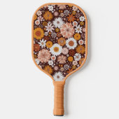 Groovy Retro Blumengartenmuster Pickleball Schläger (Rückseite)