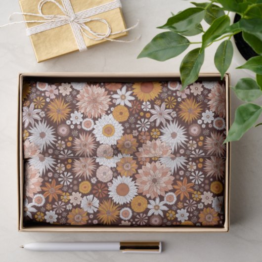 Groovy Retro Blumengartenmuster Seidenpapier (Geschenk)