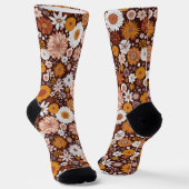 Groovy Retro Blumengartenmuster Socken (Gewinkelt)
