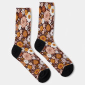 Groovy Retro Blumengartenmuster Socken (Rechts)