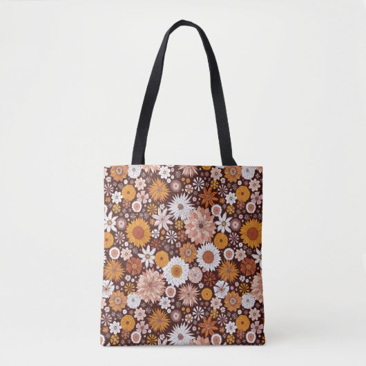 Groovy Retro Blumengartenmuster Tasche (Vorderseite)