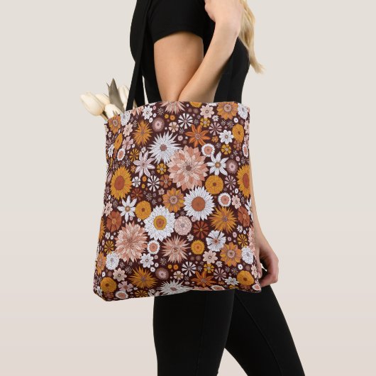 Groovy Retro Blumengartenmuster Tasche (Von Nahem)