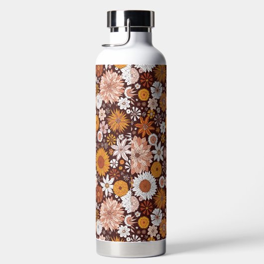Groovy Retro Blumengartenmuster Trinkflasche (Rechts)