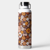 Groovy Retro Blumengartenmuster Trinkflasche (Rückseite)